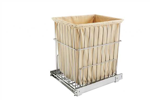 Hamper Bottom Mount with Removable Wire Bin - Chrome